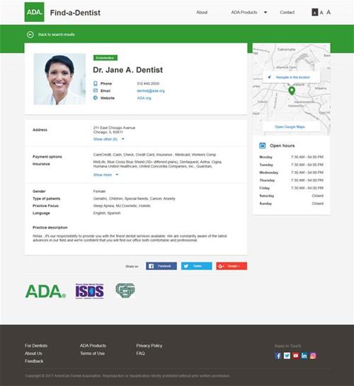 Find-a-Dentist Sample Profile